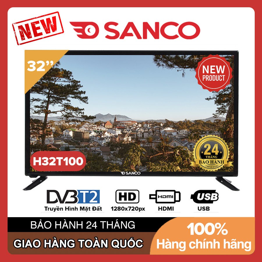 Tivi Led SANCO 32 inch H32T100 H32T200 HD Ready, DVB-T2, Picture Wizards II, Tivi Giá Rẻ - Bảo Hành 2 Năm