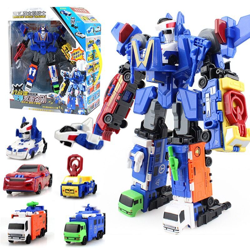 Đồ chơi trẻ em kết hợp ô tô con trai Transformers mô hình robot Biến dạng hai mặt sáu trong một mát mẻ