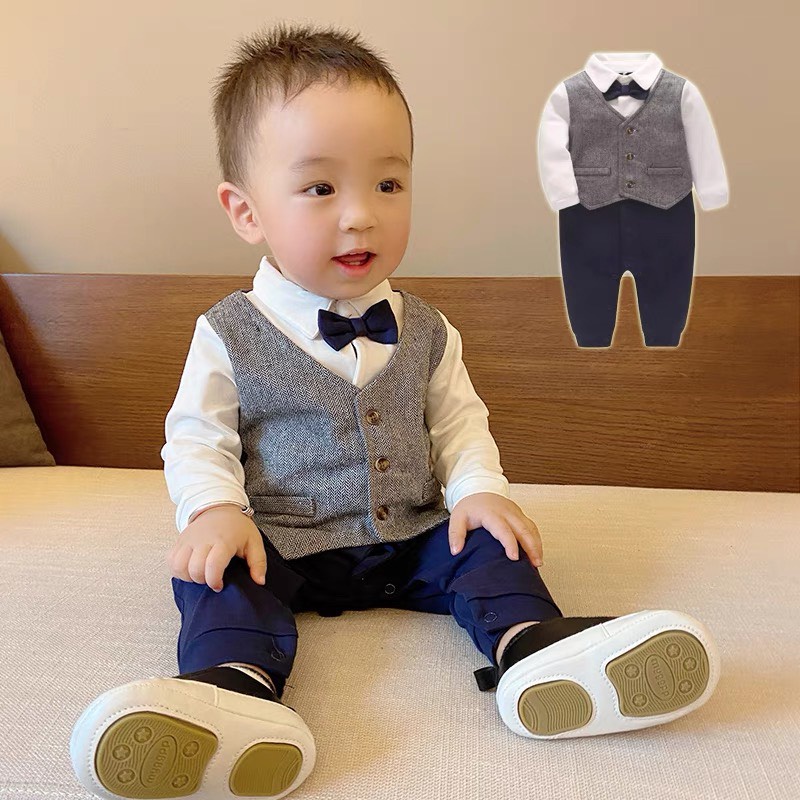 [Cao cấp Vlinder] Body công tử giả vest bodysuit liền thân bộ áo liền quần set bộ bé trai mặc đầy tháng, thôi nôi