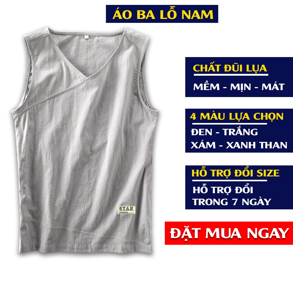 Áo Ba Lỗ Nam, Áo Tanktop Nam chất liệu đũi Nhật mặc cực mát