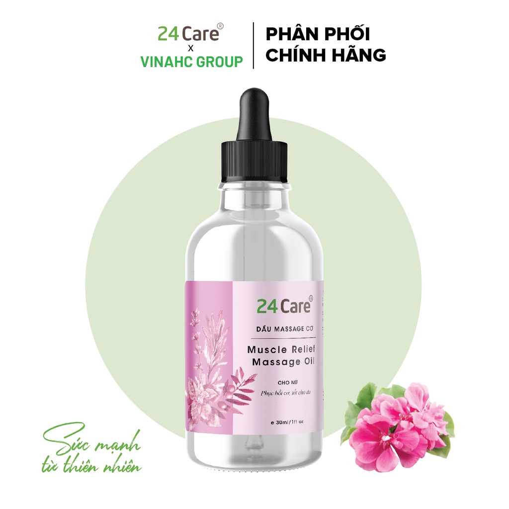 Dầu masage tinh dầu 24Care 30ml - phục hồi cơ, chăm sóc, dưỡng ẩm da