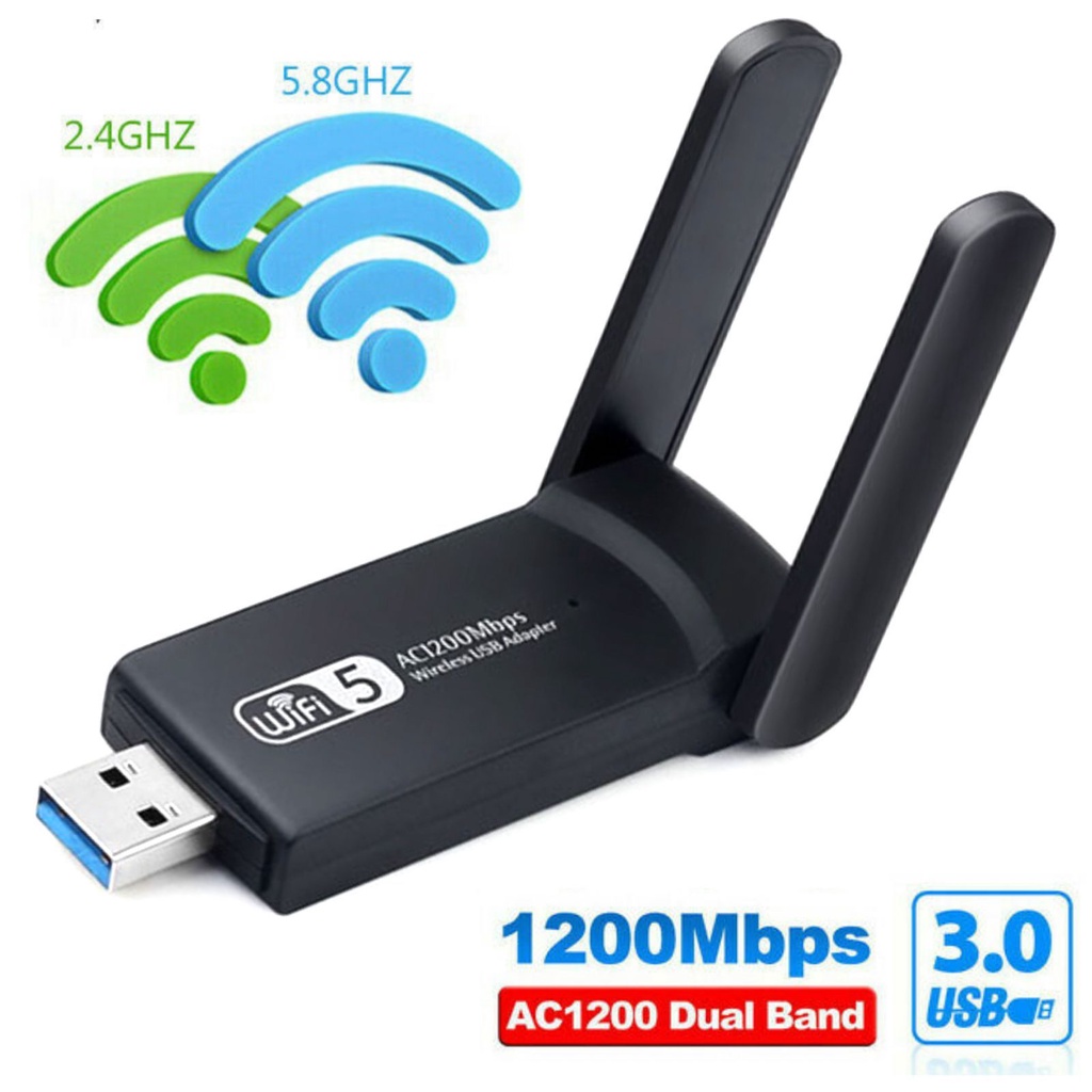 USB Thu Phát WiFi 1200mbps Ăng Ten Thu Sóng Wifi 2 râu nâng cấp WiFi lên 5G cho pc laptop hút wifi mạnh, kích wifi thu tốt hơn