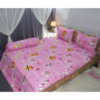 Bộ ga gối cotton thắng lợi màu hồng