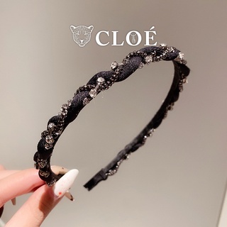 Cài tóc nữ vải xoắn màu đen băng đô đính đá phong cách trẻ trung phụ kiện tóc Cloe Accessories 4146