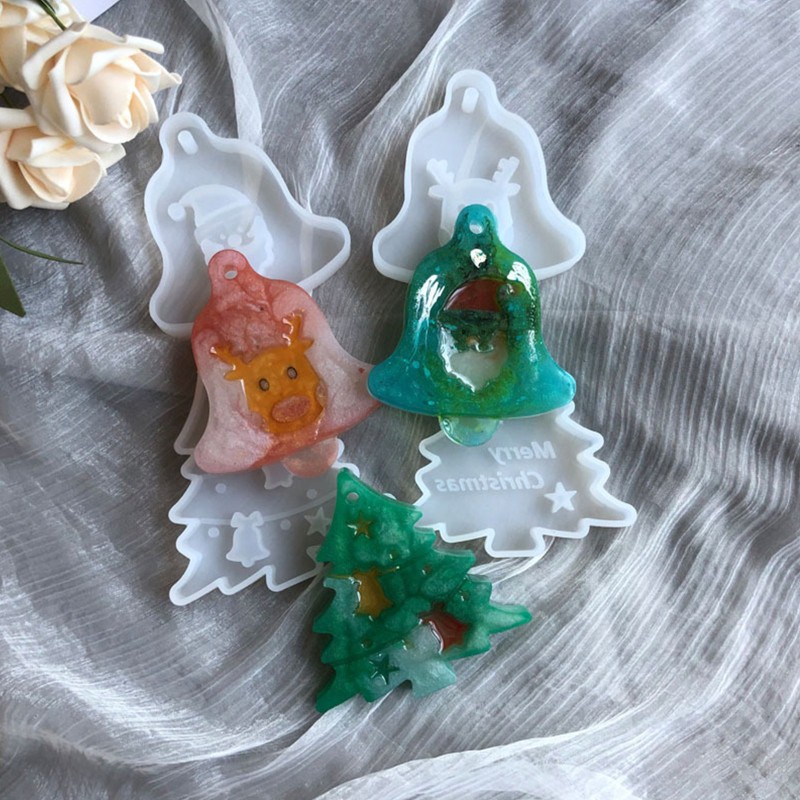 Khuôn Silicone Làm Mặt Dây Chuyền Hình Cây Thông / Tuần Lộc / Chuông Giáng Sinh