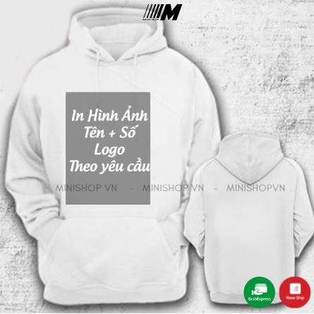 Áo khoác in theo yêu cầu / Áo hoodie nỉ màu trắng