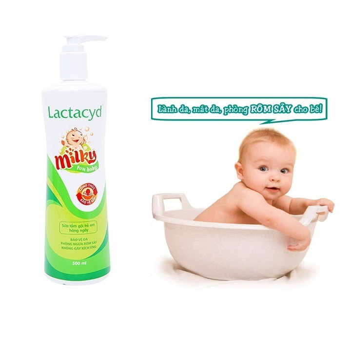 Chính Hãng : Sữa Tắm Gội Trẻ Em Lactacyd Milky _Chai 500 ml