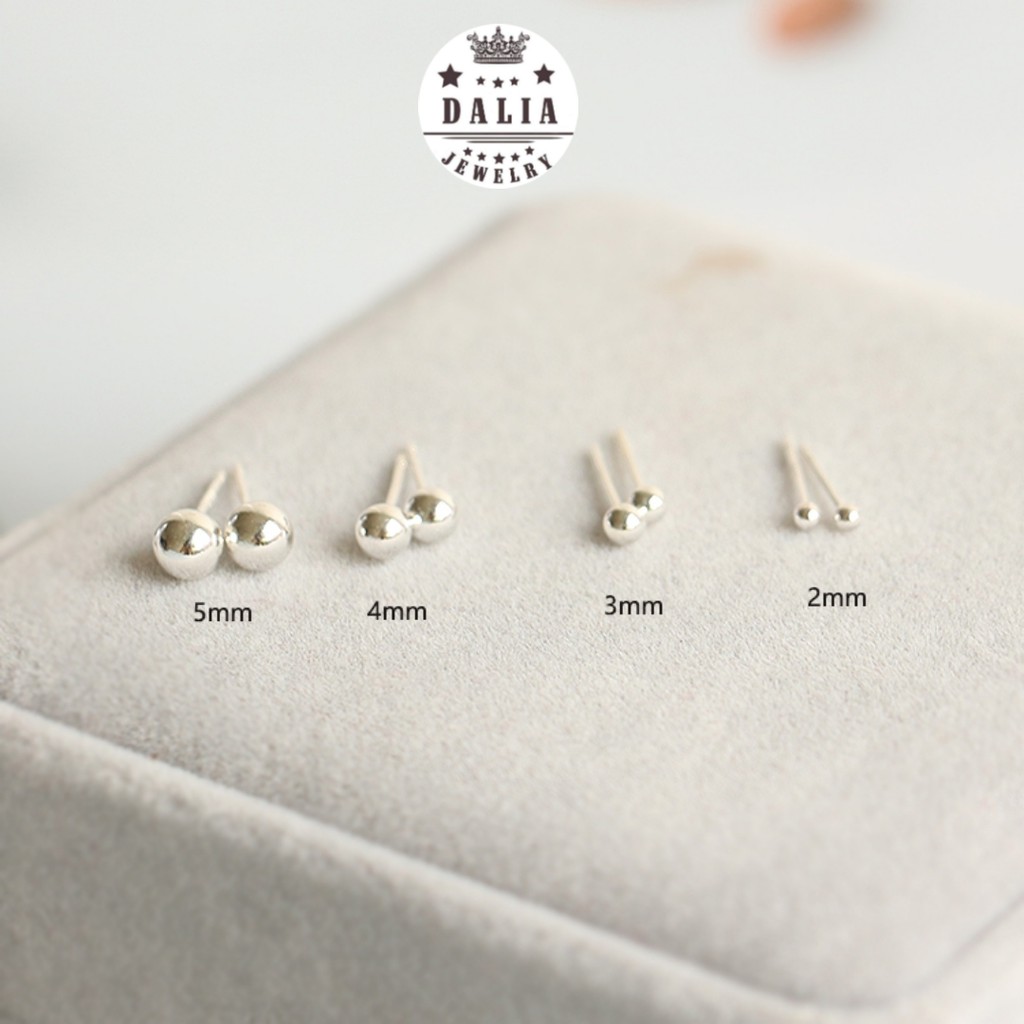 Bông tai bạc nữ DaLiA Jewelry khuyên tai loại dày dặn minidot, khuyên tai bi bạc, chấm nụ xinh tinh tế