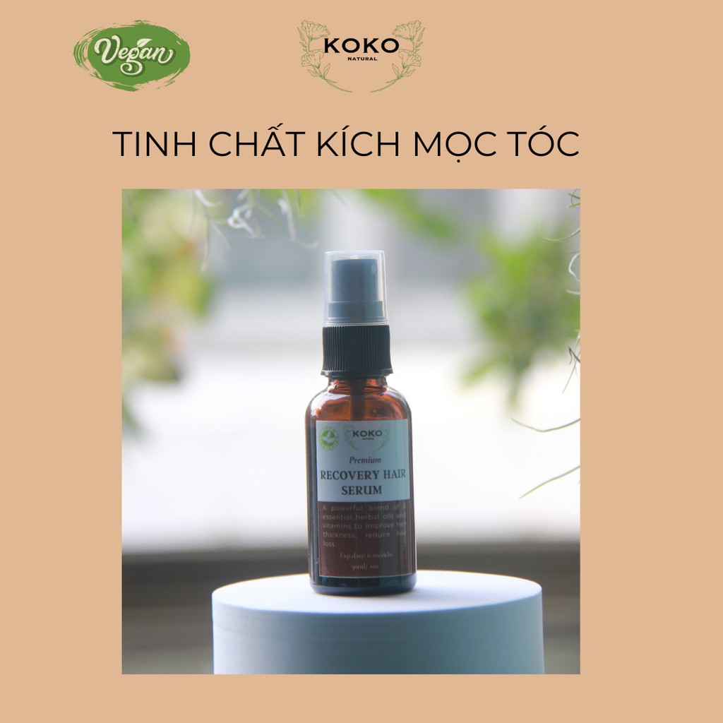 Tinh chất thảo dược & vỏ bưởi kích thích mọc tóc nhanh và giảm rụng hiệu quả - Koko Natural Official 30ml