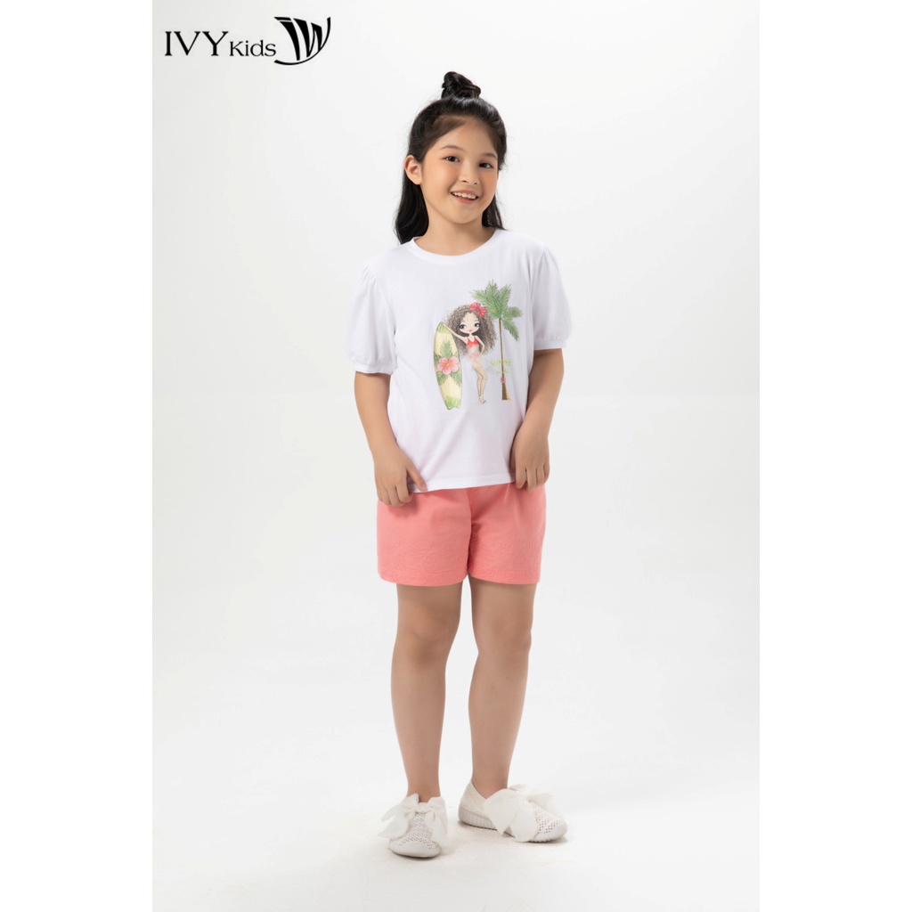 Áo thun bé gái in hình cô bé tóc xù IVY moda MS 57G1313
