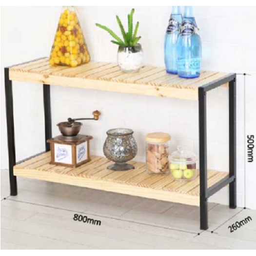 Kệ để giày dép hai tầng 800 rẻ đẹp khung sắt sơn tĩnh điện mê bằng gỗ thông nhập khẩu phong cách hàn quốc