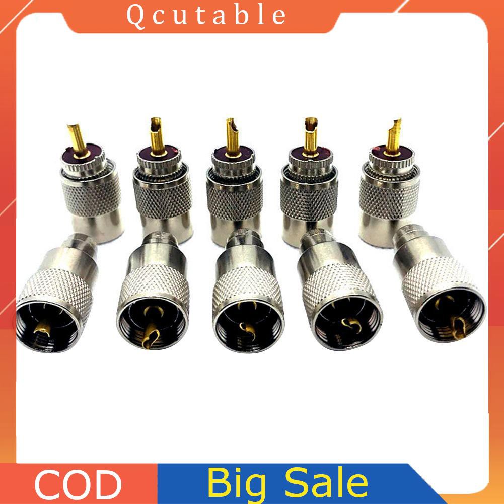 Set 10 đầu nối dây cáp đồng trục Uhf Pl259 Male-On Rg8 Rg58 Rf