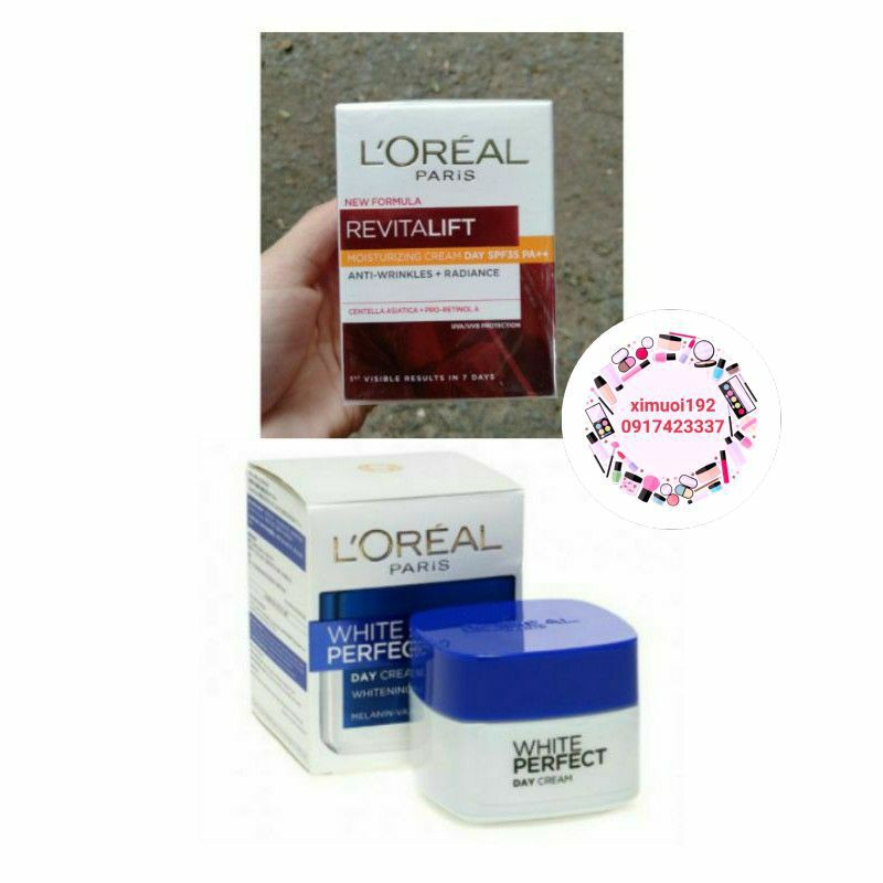 Kem dưỡng da trắng mượt đều màu ngày/đêm Loreal Paris White Perfect 100% chính hãng