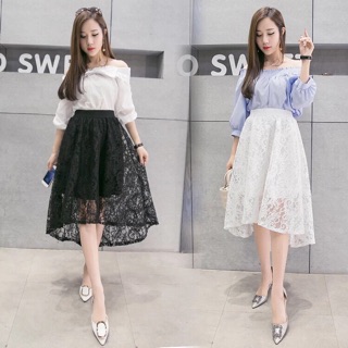 Chân váy xoè phủ ren mịn M14