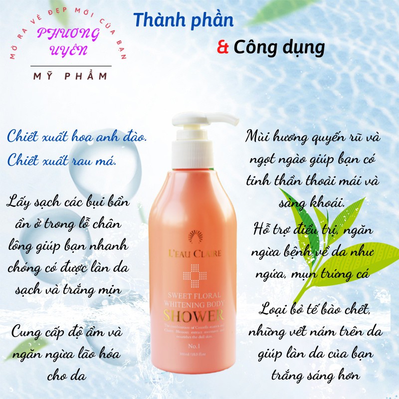 Sữa Tắm Trắng Da 300ml 💯 CHÍNH HÃNG HÀN QUỐC 💯 Hương Thơm Ngọt Ngào Và Quyến Rũ Được Chiết Xuất Thiên Nhiên, Lành Tính