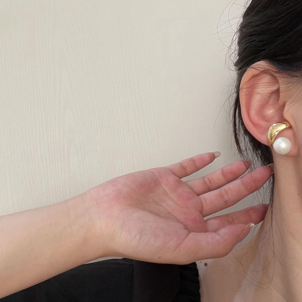 Bông Tai Dạng Kẹp Họa Tiết Hình Học Bất Đối Xứng Phong Cách Tối Giản|Bông Tai Kim Loại Hình Vỏ Sò Tròn Nhiều Màu Sắc Phong Cách Hàn Quốc