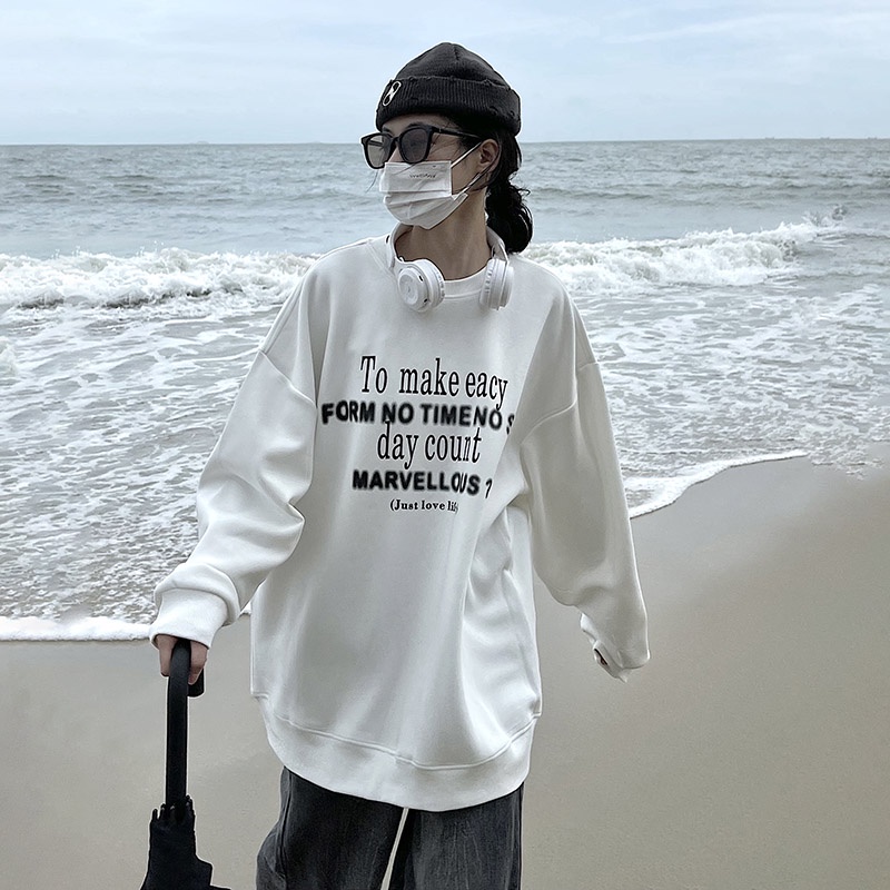 NRVP Áo Hoodie Nữ Tay Dài Dáng Rộng Thời Trang Phong Cách Hàn Quốc