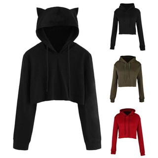 Áo hoodie mũ hình tai mèo xinh xắn dành cho phái đẹp