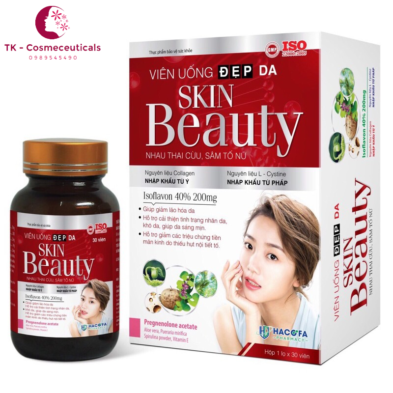 Viên Uống Đẹp Da Skin Beauty Nhau Thai Cừu Sâm Tố Nữ Hộp 30 viên