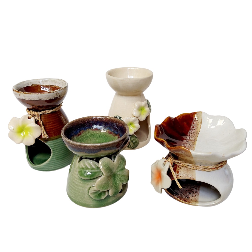 Đèn xông tinh dầu sáp thơm đốt bằng nến tealight nhiều mẫu đẹp dễ thương sang trọng chill gốm sứ Bát Tràng