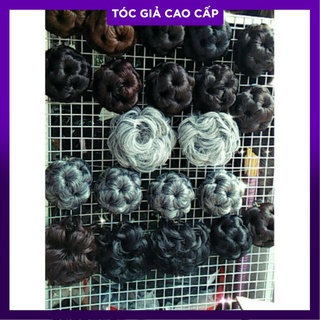 Tóc kẹp búi hoa màu bạc hình tự chụp