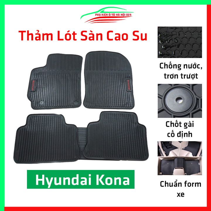 Thảm lót sàn cao su cho xe KONA 2021-2022 hàng chuẩn theo xe chịu lực tốt