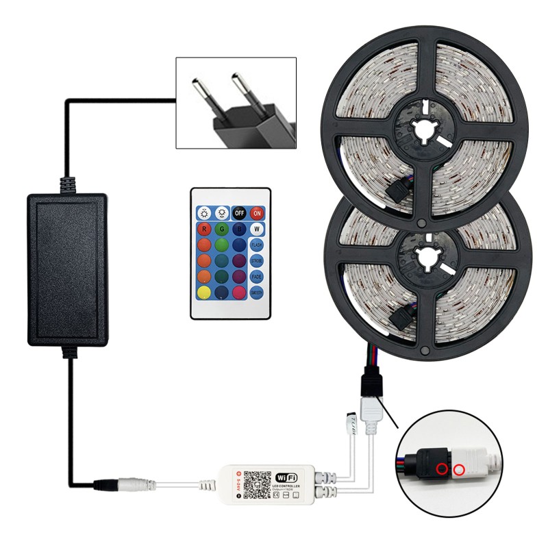 10M 5050 RGB LED Strip Lights 10M Remote App Smart Phone WiFi Wireless Control