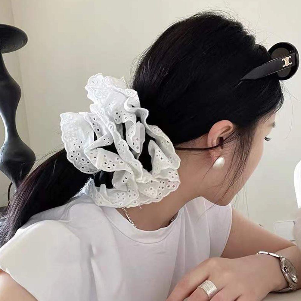Dây Buộc Tóc Vải Ren Hoa Màu Sắc Ngọt Ngào Phong Cách Lolita Hàn Quốc
