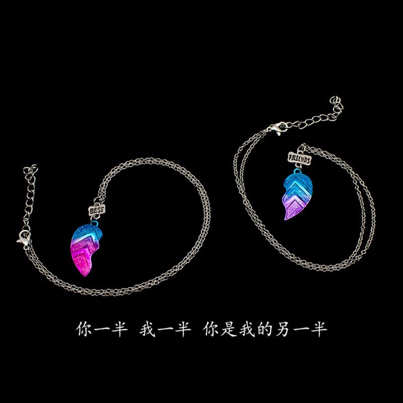 Set 2 / 4 Vòng Tay / Dây Chuyền Tình Bạn Mặt Nửa Trái Tim Thời Trang Cho Nữ