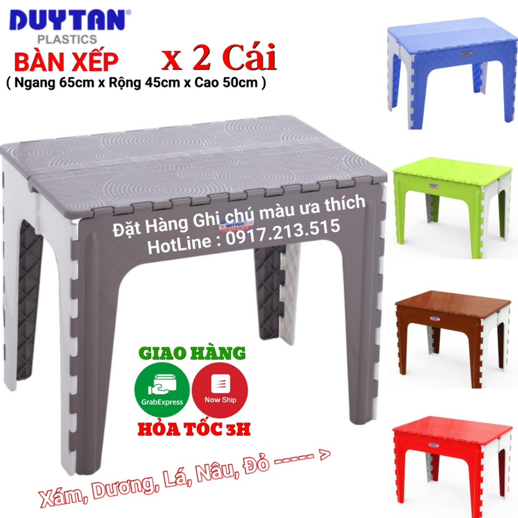 Combo 2 Bàn xếp nhựa duy tân (KT- 65 x 45 x 50 cm) No.947