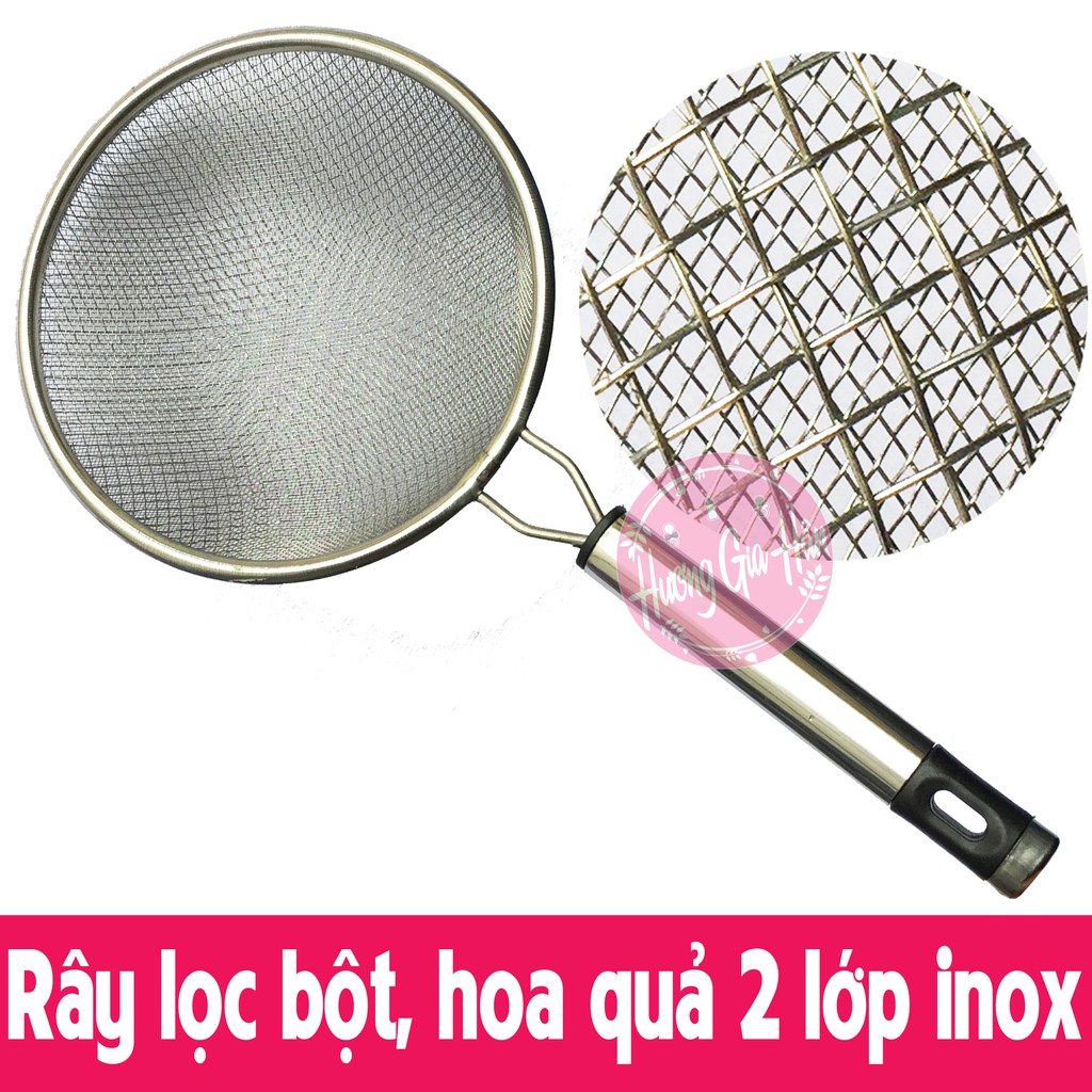 Rây 2 Lớp inox Lọc Bột Cháo, Thức Ăn Dặm & Trái Cây Cho Bé Cỡ 14cm