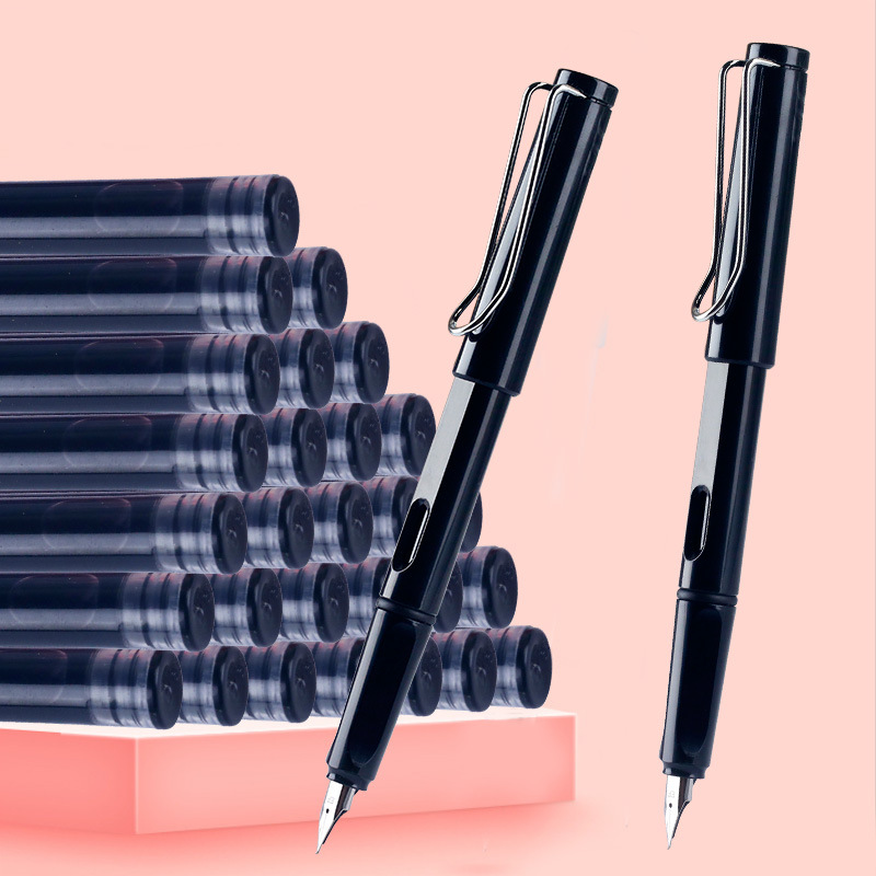 Bộ 5 ống mực thư pháp màu xanh dương/xanh dương xóa được/đen/đỏ dành cho bút máy viết thư pháp của học sinh