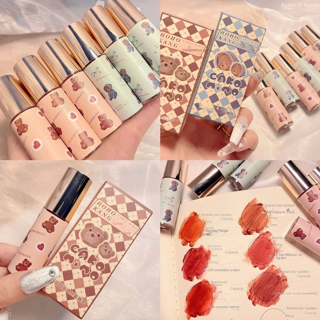 Son Kem Lì HOHOKANG Bear Dưỡng Ẩm Lâu Trôi Tone Đỏ Nâu