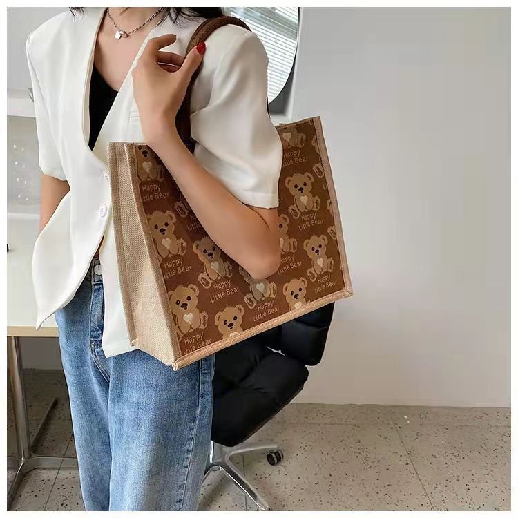 Túi cói gấu nâu đi biển du lịch đi chơi mẫu mới hot trend