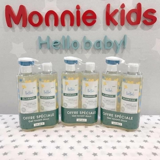 Sữa tắm gội cho bé Klorane BeBe Pháp 500ml, sữa tắm gội em bé hữu cơ 2in1 - Monnie Kids