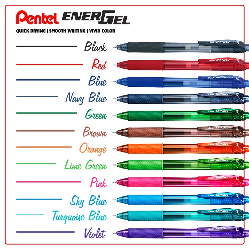 [Mã LIFEXANH03 giảm 10% đơn 500K] Bút gel Nhật Bản Pentel Energel ngòi 0.5mm nhiều màu, mực siêu nhanh khô