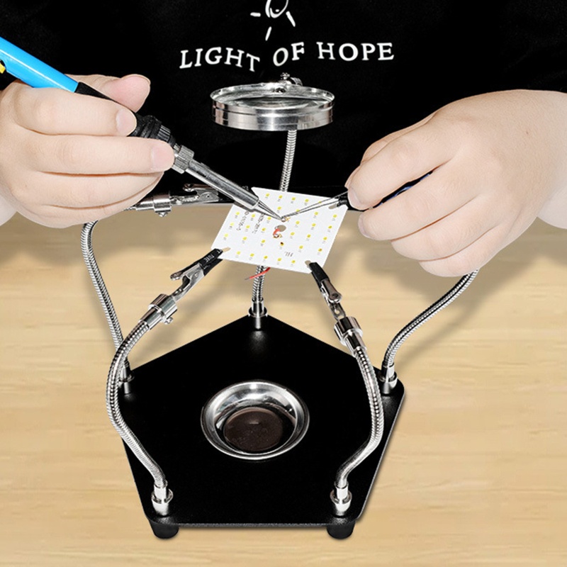 Giá Đỡ Bảng Mạch PCB Với 3 Đèn LED Phóng Đại Tiện Dụng