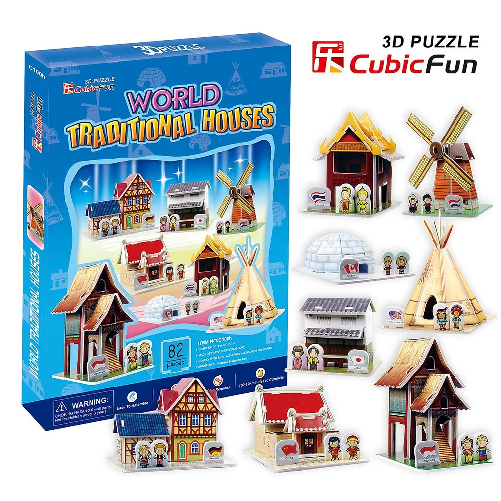 Mô hình giấy 3D CubicFun - Các kiến trúc nhà truyền thống- World traditional house (C100h)