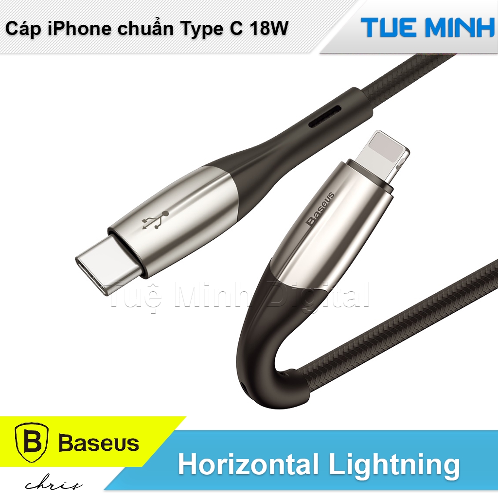 Cáp sạc nhanh cho iPhone Type C to Lightning Baseus Horizontal Data PD 18W