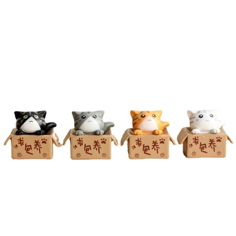 Phụ kiện trang trí mèo con ngồi hộp siêu đáng yêu, siêu cute