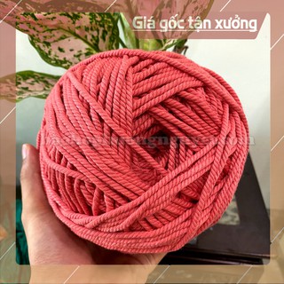 Dây thừng se cotton màu hồng đào thắt macrame size 3mm