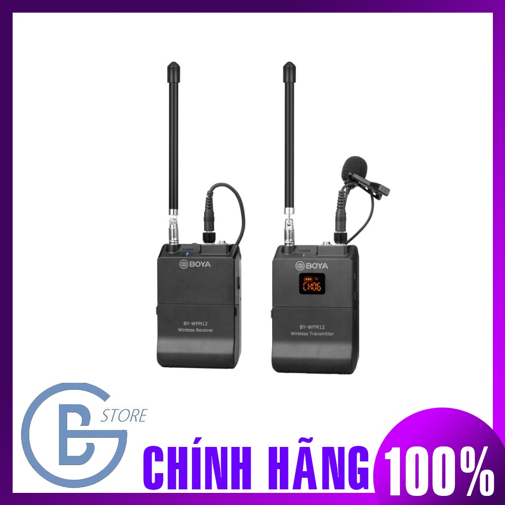 Micro Thu Âm Không Dây VHF 12 Kênh BOYA BY-WFM12 Cho Điện Thoại & Máy Ảnh DSLR