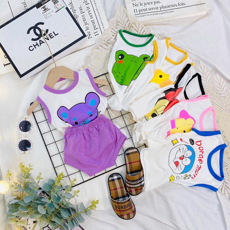 Bộ ba lỗ chíp đùi cho bé chất cotton 4 chiều mềm mát