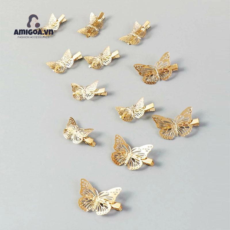 ✨✨Kẹp tóc thời trang cổ điển hình con bướm màu vàng rỗng