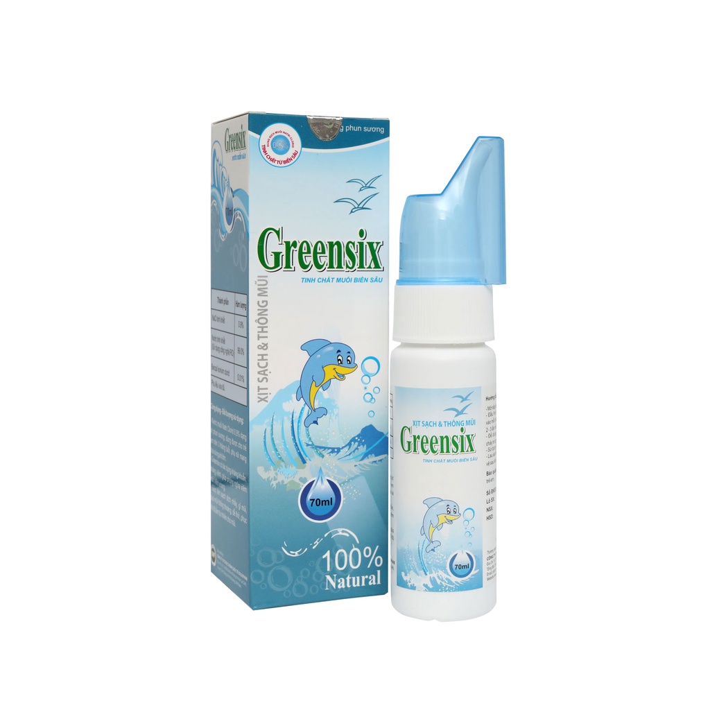 Lọ xịt vệ sinh mũi Greensix - Tinh chất muối biển sâu giúp kháng khuẩn, làm sạch và thông mũi, phòng ngừa viêm mũi