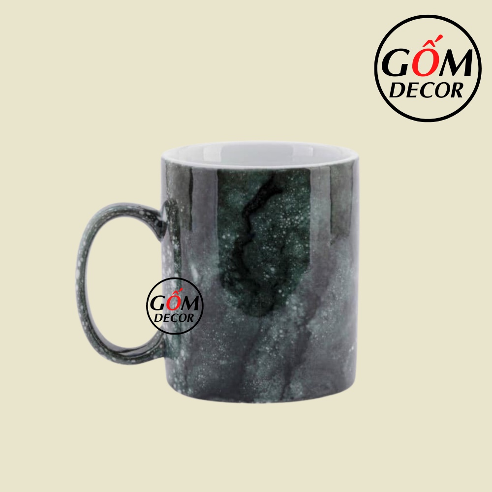 Cốc sứ Bát Tràng cao cấp men vân đá, ly sứ uống nước, trà, cà phê 330ml nhiều màu đẹp
