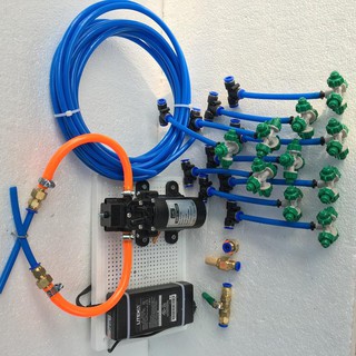 Combo bộ phun tưới lan tự động dùng máy bơm BMC FL2203 và 8 béc phun 4 cửa