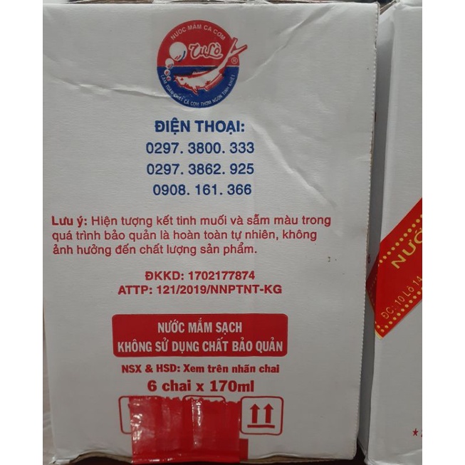 Nước mắm truyền thống Tư Lò Kiên Giang 6 chai 170ml 42 độ đạm