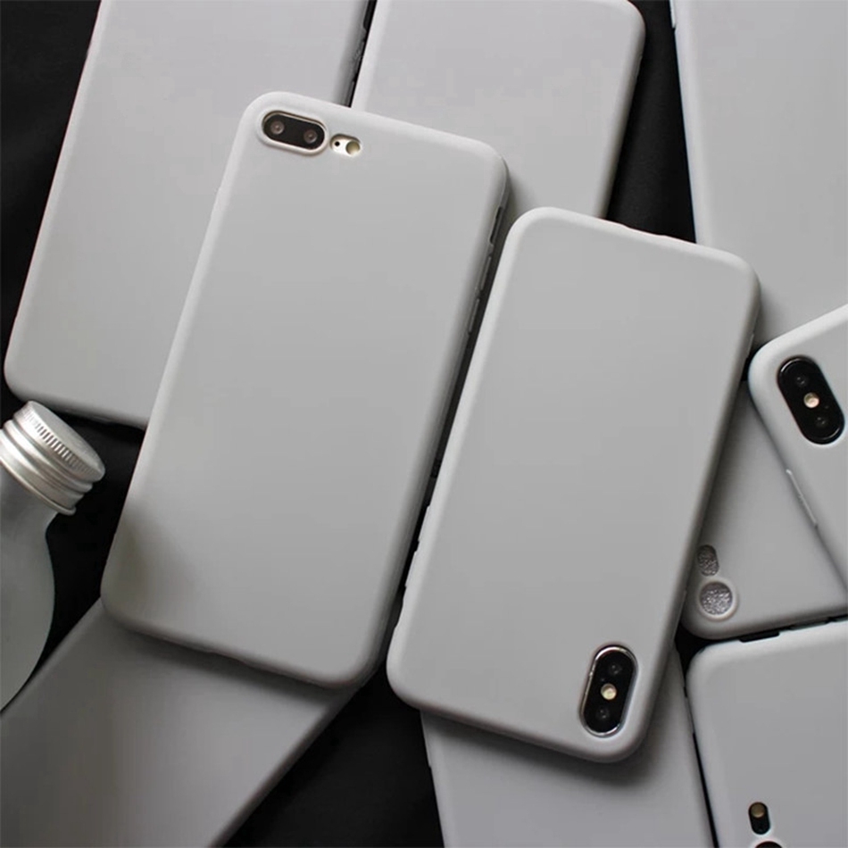 iPhone 12 Mini SE 2020 11 Pro Max XS XR 8 7 6 6s PlusỐp điện thoại silicon TPU mềm trơn màu xám chống rơi cho