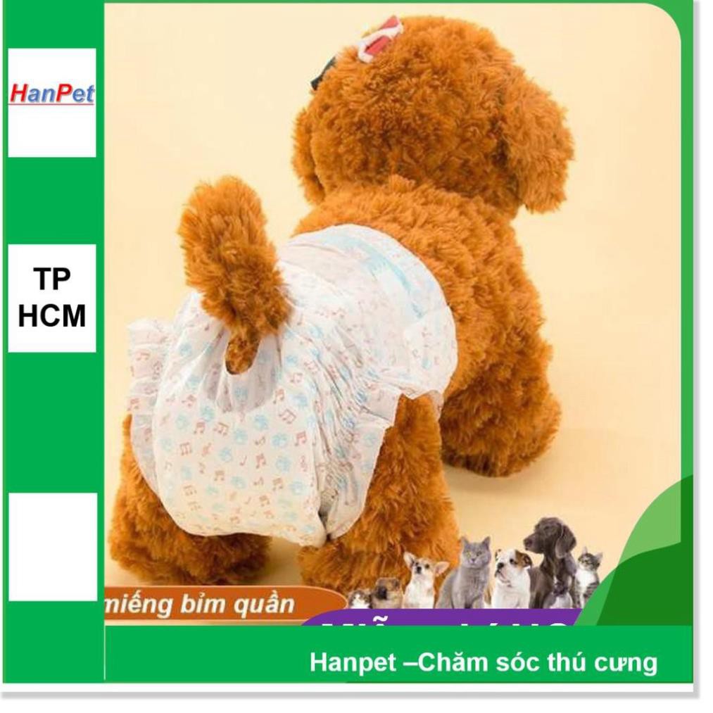 Hanpet.GV- LN - Combo 10 miếng bỉm quần dạng dán chó mèo cao cấp (kiểu bỉm quần) loại siêu thấm ĐỦ SIZE